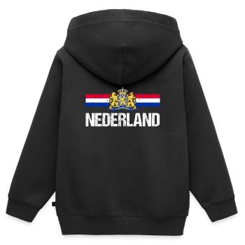 Pays-Bas Pays-Bas - Sweat Premium à capuche zippé enfant bio - noir - Dos - AI Model Kid Male (0cm)