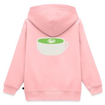 tasse de matcha latte - Sweat Premium à capuche zippé enfant bio - rose - Dos - AI Model Kid Female (0cm)
