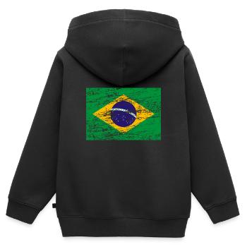 Brésil drapeau du Brésil - Sweat Premium à capuche zippé enfant bio - noir - Dos - AI Model Kid Male (0cm)