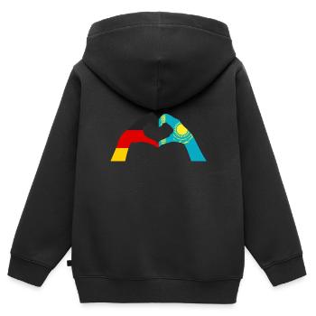Kazakhstan Germany Kazakhstan - Kids Premium Organic Zip-up Hoodie - black - Back - AI Model Kid Male (0cm)