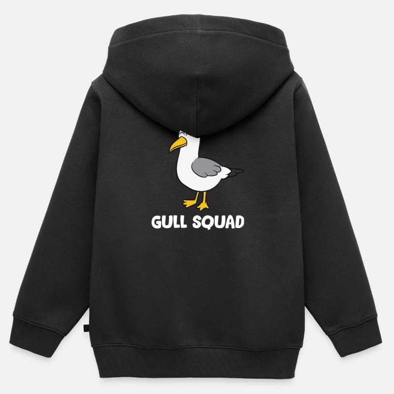 Mouette - Escouade de goélands - Sweat Premium à capuche zippé enfant bio - noir