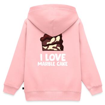 Gâteau marbré - I love marble cake - Sweat Premium à capuche zippé enfant bio - rose - Dos - AI Model Kid Female (0cm)