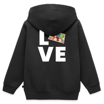 Risque - Love - Sweat Premium à capuche zippé enfant bio - noir - Dos - AI Model Kid Male (0cm)