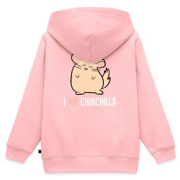 Chinchilla - I love Chinchilla - Sweat Premium à capuche zippé enfant bio - rose - Dos - AI Model Kid Female (0cm)