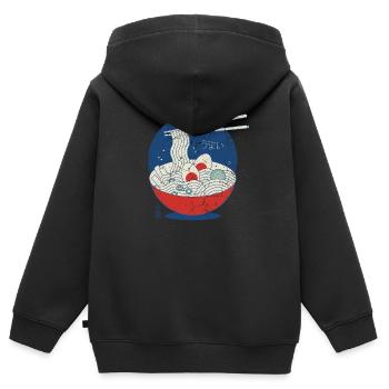 Great Ramen Wave, Great Ramen Wave vintage, aliments - Sweat Premium à capuche zippé enfant bio - noir - Dos - AI Model Kid Male (0cm)