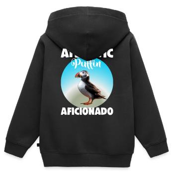 Atlantic Puffin Aficionado - Kids Premium Organic Zip-up Hoodie - black - Back - AI Model Kid Male (0cm)