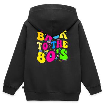 80er Jahre Liebhaber, 80er Jahre Party, Achtziger - Kinder Premium Organic Zip Hoodie - Schwarz - Hinten - AI Model Kid Male (0cm)
