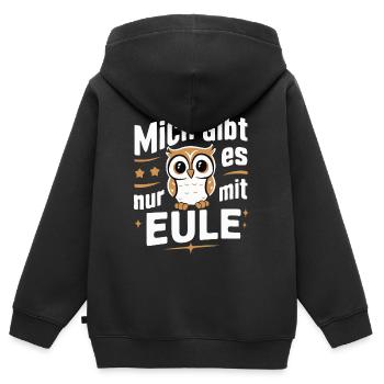 Nachteule Eule Eulen Vogel - Kinder Premium Organic Zip Hoodie - Schwarz - Hinten - AI Model Kid Male (0cm)