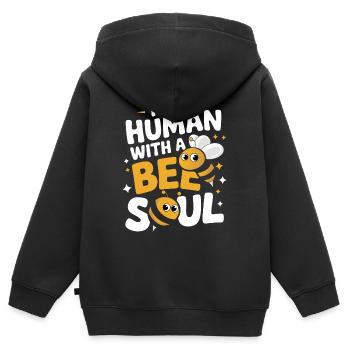 abeille abeille apicultrice abeille abeille - Sweat Premium à capuche zippé enfant bio - noir - Dos - AI Model Kid Male (0cm)