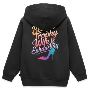 Frau Ehefrau Partnerin Familie Verheiratet - Kinder Premium Organic Zip Hoodie - Schwarz - Hinten - AI Model Kid Male (0cm)