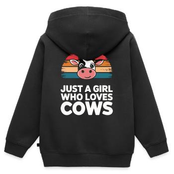 Éleveur de vaches Ferme Éleveur de vaches - Sweat Premium à capuche zippé enfant bio - noir - Dos - AI Model Kid Male (0cm)