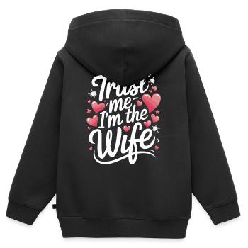 Frau Ehefrau Partnerin Familie Verheiratet - Kinder Premium Organic Zip Hoodie - Schwarz - Hinten - AI Model Kid Male (0cm)