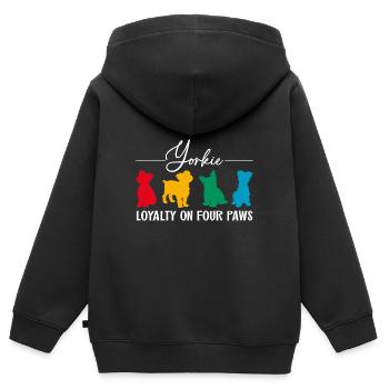 Yorkshire Terrier Treue Loyalität auf vier Pfoten - Kinder Premium Organic Zip Hoodie - Schwarz - Hinten - AI Model Kid Male (0cm)