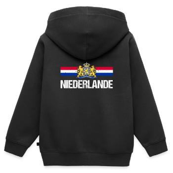 Pays-Bas Pays-Bas - Sweat Premium à capuche zippé enfant bio - noir - Dos - AI Model Kid Male (0cm)