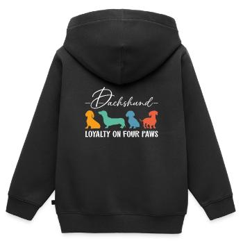 Dackel Treue Loyalität auf vier Pfoten - Kinder Premium Organic Zip Hoodie - Schwarz - Hinten - AI Model Kid Male (0cm)