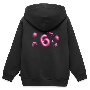 6 Jahre,Luftballon,Einhorn,3D, 3D Schrift - Kinder Premium Organic Zip Hoodie - Schwarz - Hinten - AI Model Kid Male (0cm)