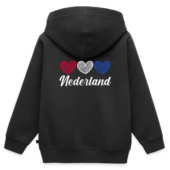 Pays-Bas Pays-Bas - Sweat Premium à capuche zippé enfant bio - noir - Dos - AI Model Kid Male (0cm)