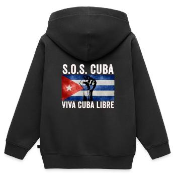 Viva Cuba Libre SOS Cuba - Sweat Premium à capuche zippé enfant bio - noir - Dos - AI Model Kid Male (0cm)