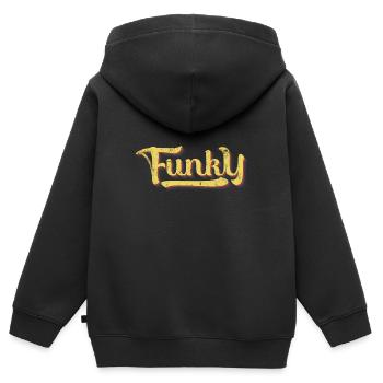 Rétro funky - Sweat Premium à capuche zippé enfant bio - noir - Dos - AI Model Kid Male (0cm)