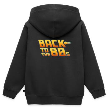 Retour aux années 80 soirée rétro retour aux 80 s - Sweat Premium à capuche zippé enfant bio - noir - Dos - AI Model Kid Male (0cm)
