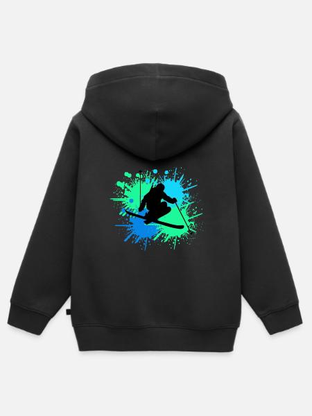 skifahren splash - Kinder Premium Organic Zip Hoodie - Schwarz
