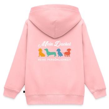 Dackel Persönlichkeit auf vier Pfoten Dackelgrafik - Kinder Premium Organic Zip Hoodie - Rosa - Hinten - AI Model Kid Female (0cm)
