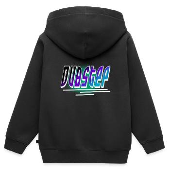 Dubstep - Sweat Premium à capuche zippé enfant bio - noir - Dos - AI Model Kid Male (0cm)
