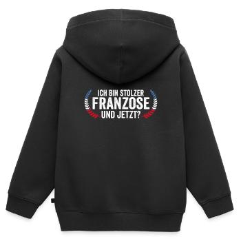 Français Français France - Sweat Premium à capuche zippé enfant bio - noir - Dos - AI Model Kid Male (0cm)