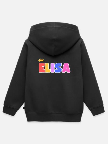 Elisa! Personalisierbar - Kinder Premium Organic Zip Hoodie - Schwarz