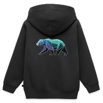 Polygone d’ours - Sweat Premium à capuche zippé enfant bio - noir - Dos - AI Model Kid Male (0cm)
