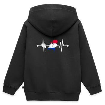 Pays-Bas Pays-Bas Heartbeat Pays-Bas - Sweat Premium à capuche zippé enfant bio - noir - Dos - AI Model Kid Male (0cm)