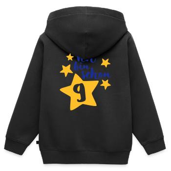 Ich bin schon Neun! - Kinder Premium Organic Zip Hoodie - Schwarz - Hinten - AI Model Kid Male (0cm)