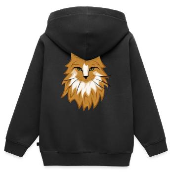 Braune Katze - Kinder Premium Organic Zip Hoodie - Schwarz - Hinten - AI Model Kid Male (0cm)