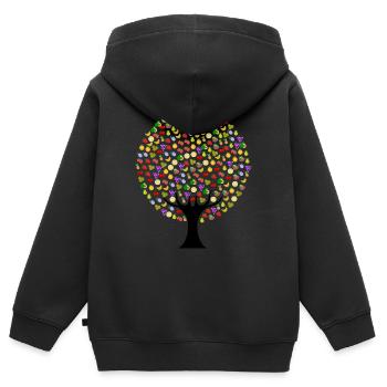 Lebensmittel Baum mit Obst - Kinder Premium Organic Zip Hoodie - Schwarz - Hinten - AI Model Kid Male (0cm)