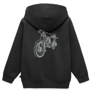 Simson S51 Silhouette Vintage ligne - Sweat Premium à capuche zippé enfant bio - noir - Dos - AI Model Kid Male (0cm)