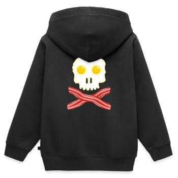 Bacon et oeufs Skull Skull - Oeufs de bacon - Sweat Premium à capuche zippé enfant bio - noir - Dos - AI Model Kid Male (0cm)