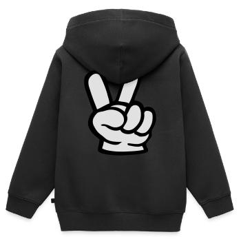 sieg - Kinder Premium Organic Zip Hoodie - Schwarz - Hinten - AI Model Kid Male (0cm)