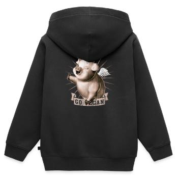 Go Vegan - Sweat Premium à capuche zippé enfant bio - noir - Dos - AI Model Kid Male (0cm)