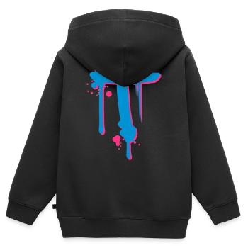 Graffiti T gouttes Farbklex spray - Sweat Premium à capuche zippé enfant bio - noir - Dos - AI Model Kid Male (0cm)