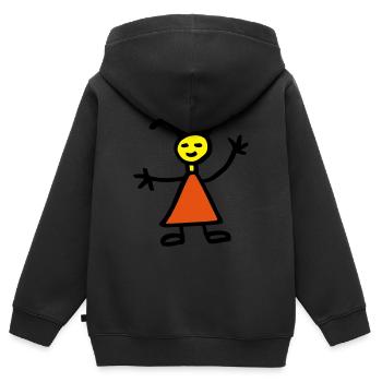 fille - Sweat Premium à capuche zippé enfant bio - noir - Dos - AI Model Kid Male (0cm)