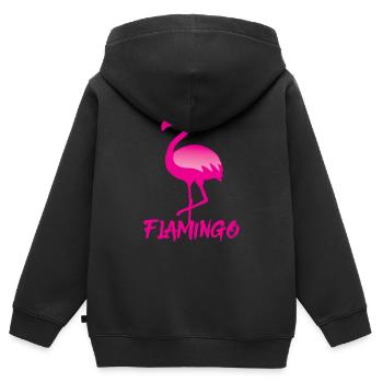 Flamingo in rosa - Kinder Premium Organic Zip Hoodie - Schwarz - Hinten - AI Model Kid Male (0cm)