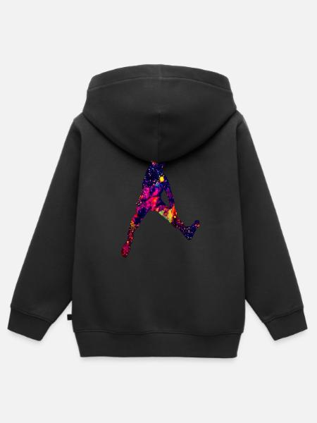 Dave Dunking Galaxy - Kinder Premium Organic Zip Hoodie - Schwarz