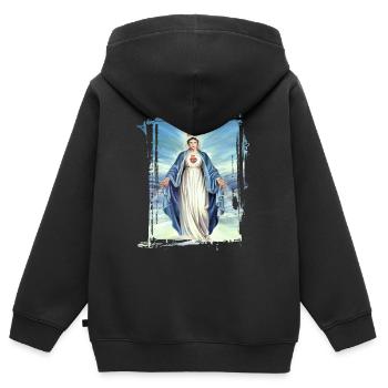 Holly Mary Maria Madonna Mariana Jungfrau Maria - Kinder Premium Organic Zip Hoodie - Schwarz - Hinten - AI Model Kid Male (0cm)