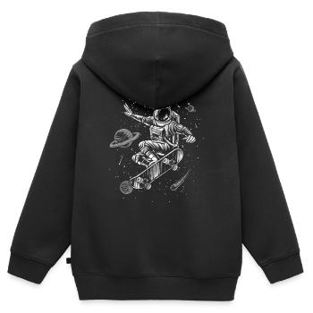 Space Skate Astronaut auf Skateboard Raumfahrt - Kinder Premium Organic Zip Hoodie - Schwarz - Hinten - AI Model Kid Male (0cm)