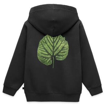 Feuille de tilleul / Feuille de tilleul / NATURE - Sweat Premium à capuche zippé enfant bio - noir - Dos - AI Model Kid Male (0cm)
