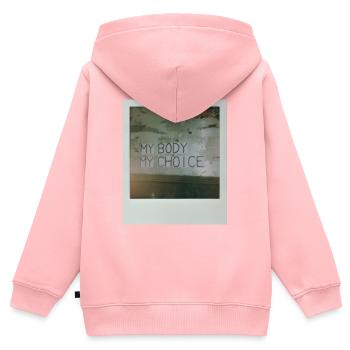 Mon corps Mon choix - Sweat Premium à capuche zippé enfant bio - rose - Dos - AI Model Kid Female (0cm)