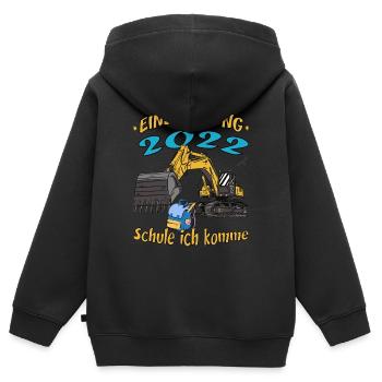 Einschulung 2022 Bagger Schule ich komme - Kinder Premium Organic Zip Hoodie - Schwarz - Hinten - AI Model Kid Male (0cm)