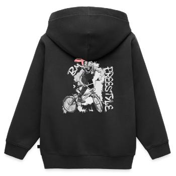 BMX Freestyle - Kinder Premium Organic Zip Hoodie - Schwarz - Hinten - AI Model Kid Male (0cm)