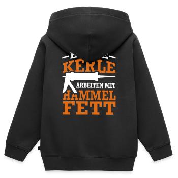 Fensterbauer Silikon Hammelfett Spruch Geschenk - Kinder Premium Organic Zip Hoodie - Schwarz - Hinten - AI Model Kid Male (0cm)