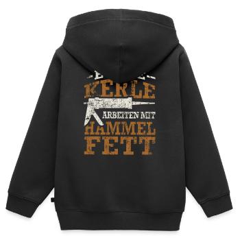 Fließenleger Silikon Hammelfett Spruch Geschenk - Kinder Premium Organic Zip Hoodie - Schwarz - Hinten - AI Model Kid Male (0cm)